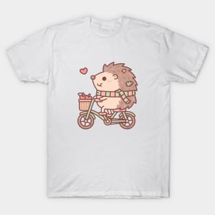 Cute Hedgehog Riding On Bicycle T-Shirt